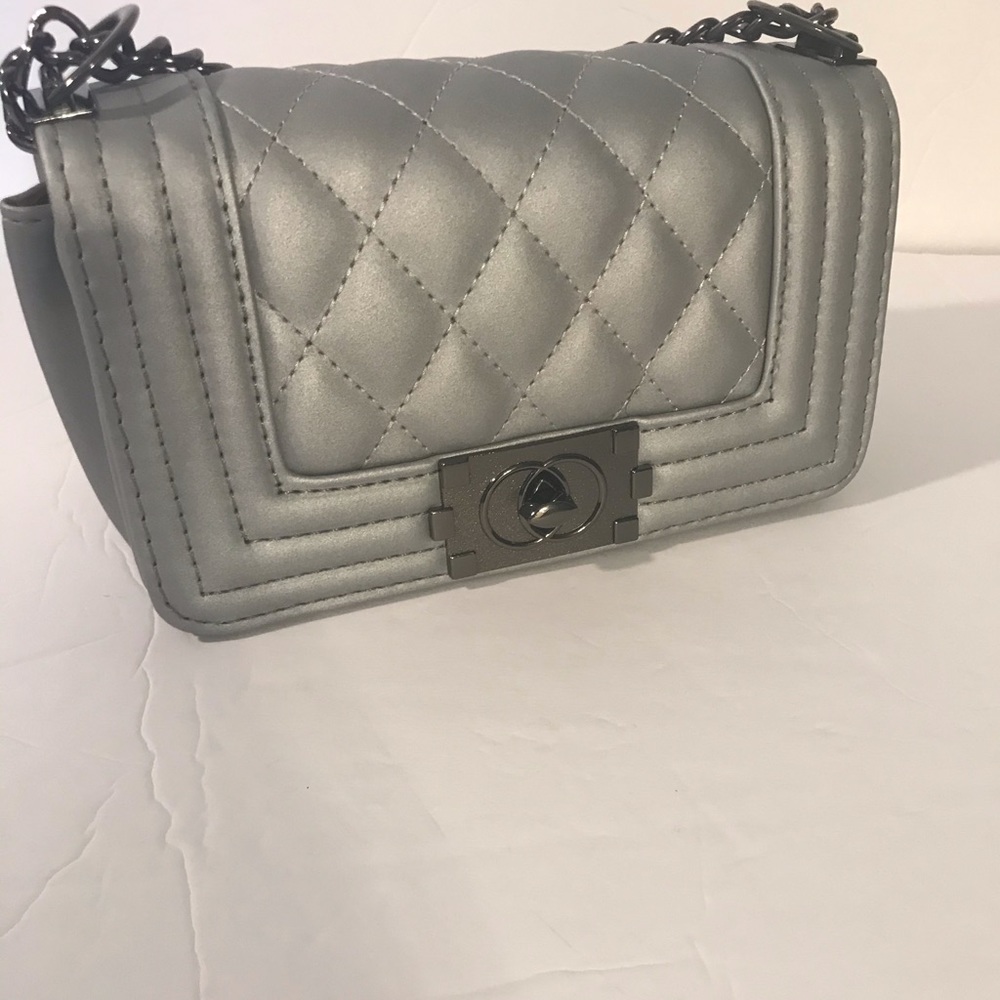 PVC crossbody bags fashion quilted jelly-Gray